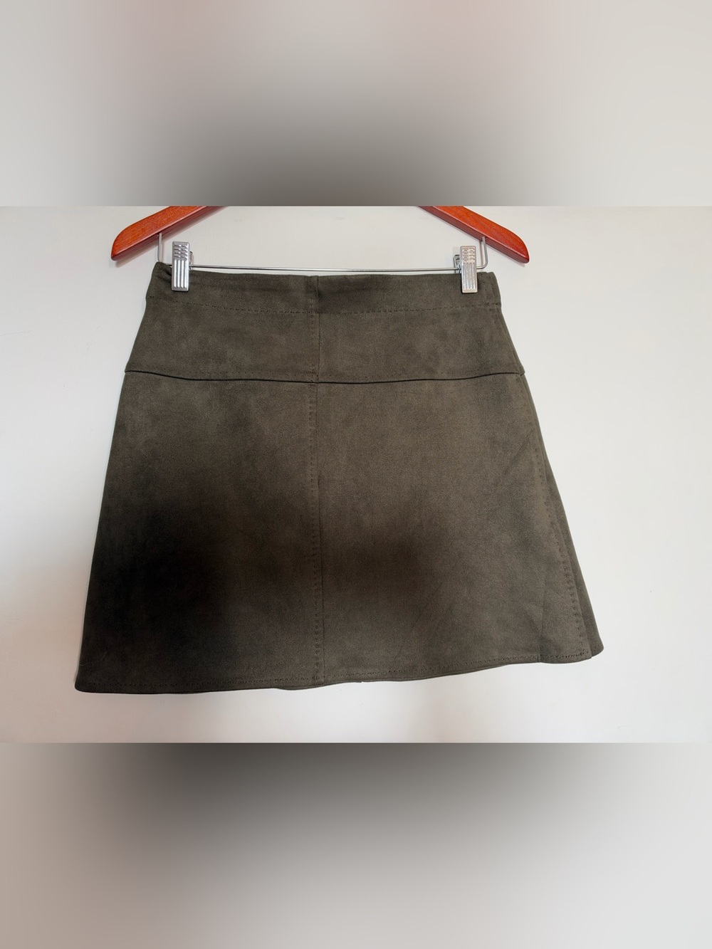 Max Studio Faux Suede A-Line Miniskirt Brown Small